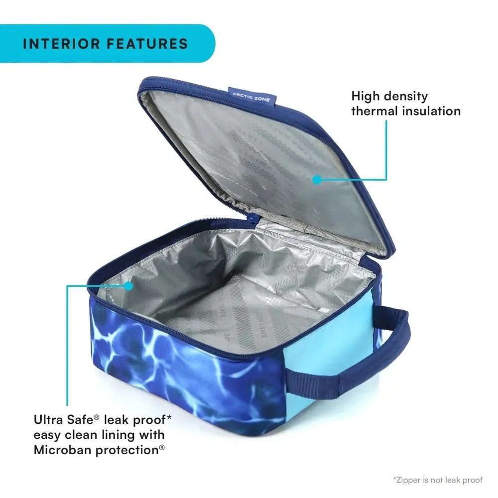 Arctic Zone Lunch Box Combo Thermal Insulation Dark Waters Blue School Lunch Bag